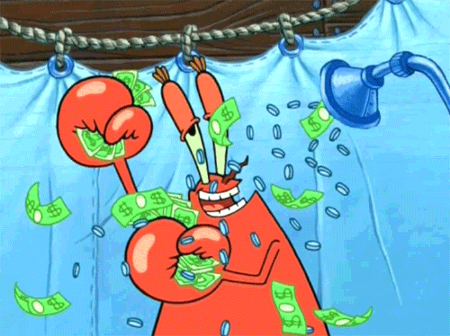 Crusty Spongebob money GIF
